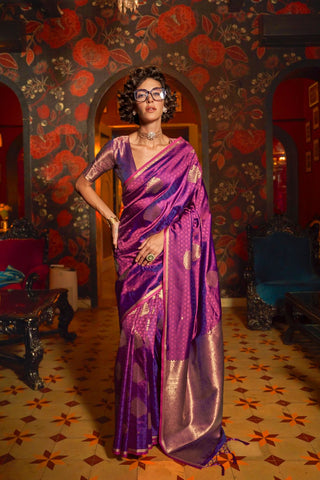 Purple Handloom Weaving Silk Saree_Kumari Sarees