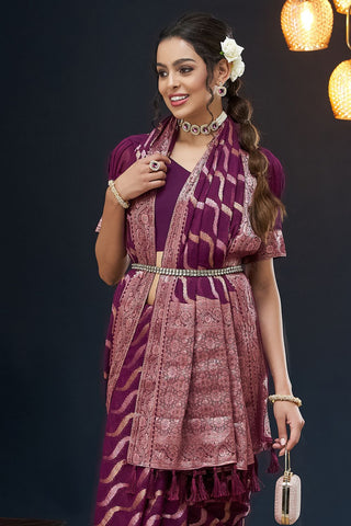 Purple Handloom Weaving Silk With Zari Saree_Kumari Sarees