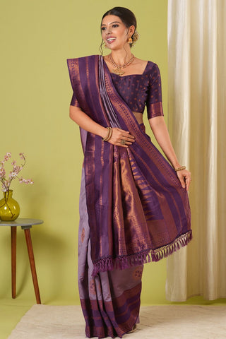 Purple Banarasi Silk Saree_Kumari Sarees
