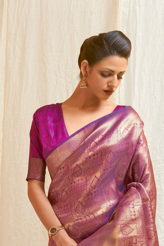 PURPLE KANJEEVARAM HANDLOOM SILK SAREE 