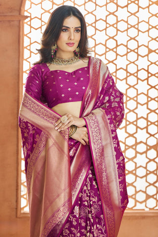 Purple Pure Soft Banarasi Silk Saree