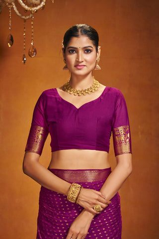 Purple Chinon Silk Saree_Kumari Sarees