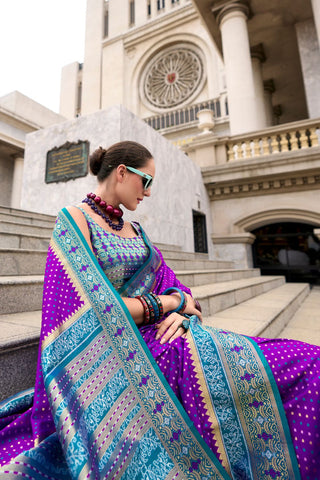 Purple Soft Banarasi Silk Saree