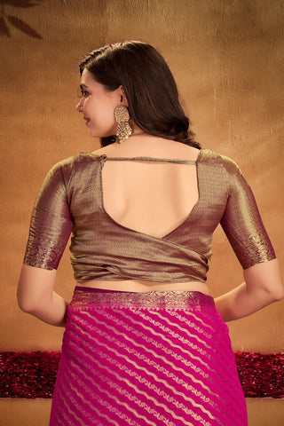Purple Pure Georgette Silk Saree