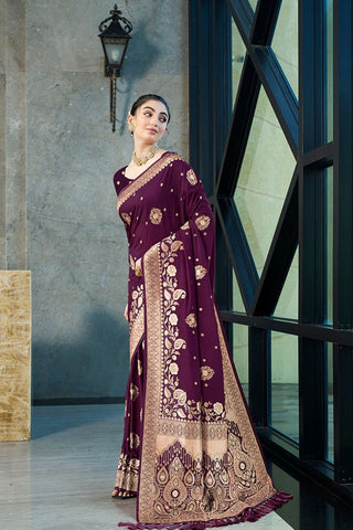 Dark Purple Crepe Georgette Saree_Kumari Sarees