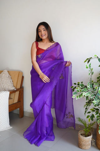 PURPLE KANJEEVARAM ORGANZA SAREE