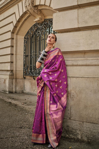 Purple Soft Silk Handloom Weaving Saree