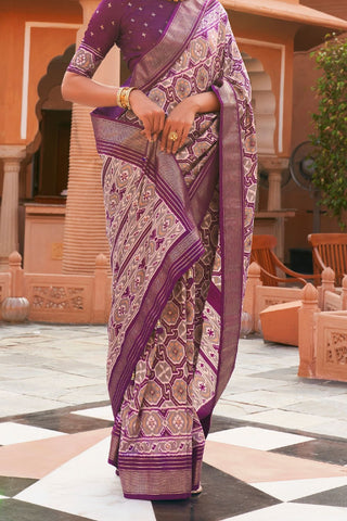 Purple Banarasi Patola Silk Saree