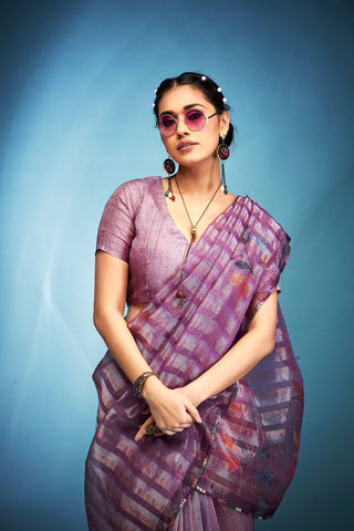 Purple Tissue Silk Saree_Kumari Sarees