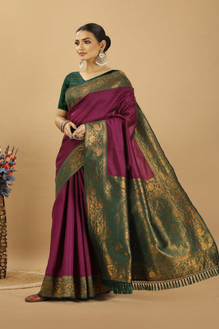 Purple Banarasi Silk Saree