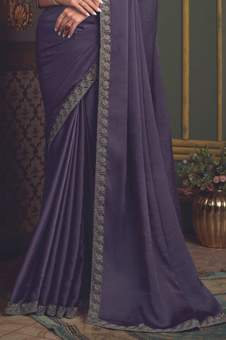 PURPLE SOFT GLASS SILK SAREE