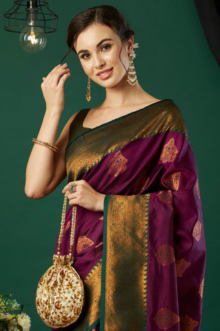Purple Banarasi Silk Saree_Kumari Sarees