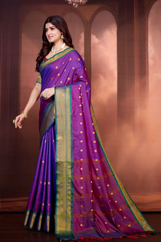 Purple Pure Aura South Soft Silk Pattu Saree_Kumari Sarees