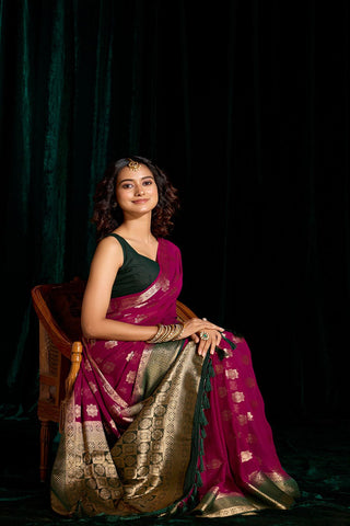 Purple Georgette Silk Saree_Kumari Sarees