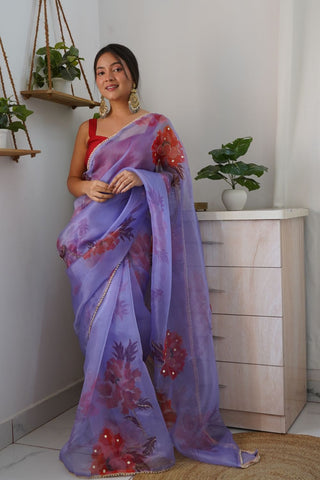 PURPLE ORGANZA SAREE