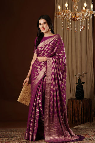 Purple Georgette Silk Saree_Kumari Sarees
