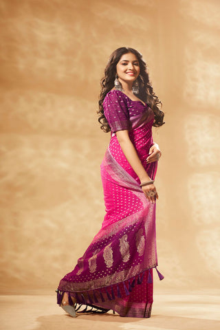 Purple Pure Georgette Saree_Kumari Sarees