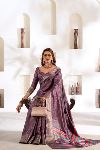 PURPLE SOFT DOLA SILK SAREE