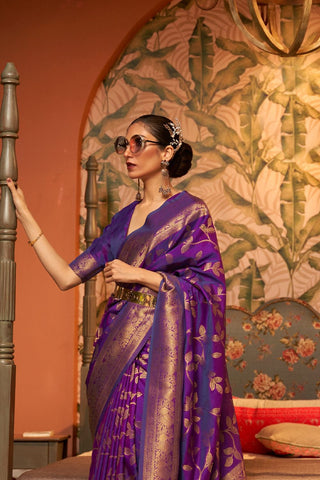 VIOLET NYLON CHINON TWO - TONE WEAVING SAREE