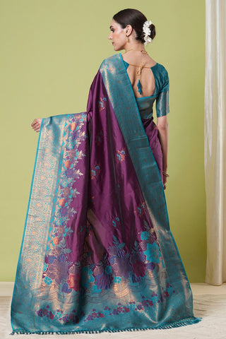 Purple Banarasi Silk Saree_Kumari Sarees