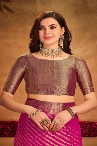 Purple Pure Georgette Silk Saree