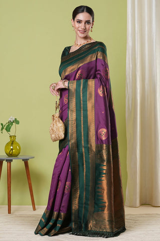 Purple Banarasi Silk Saree_Kumari Sarees
