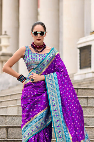 Purple Soft Banarasi Silk Saree