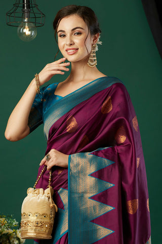 Purple Banarasi Silk Saree_Kumari Sarees
