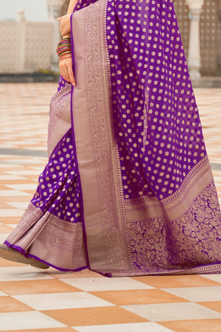 PURPLE NYLON HADNLOOM WEAVING SAREES