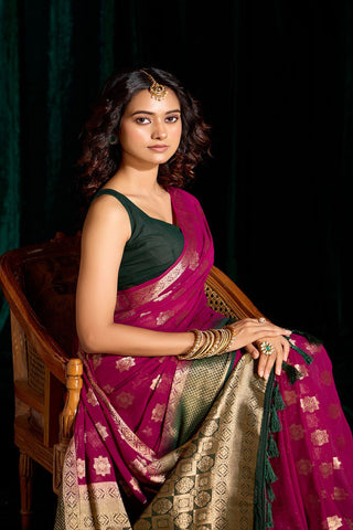Purple Georgette Silk Saree_Kumari Sarees
