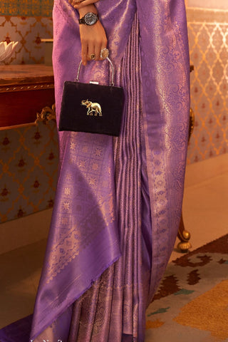 PURPLE NYLON SATIN WEAVINGSAREE