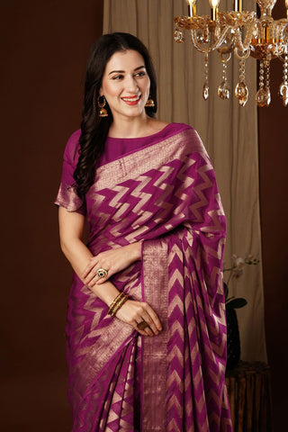 Purple Georgette Silk Saree_Kumari Sarees