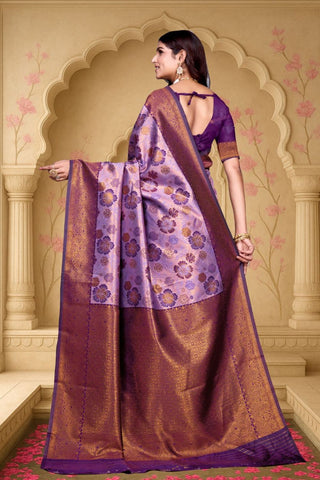 Purple Kanjeevarm Banarasi Soft Silk Saree_Kumari Sarees