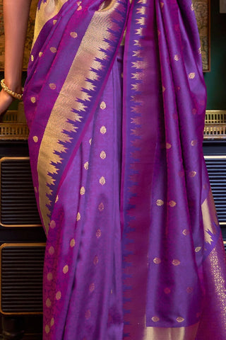 PURPLE HANDLOOM WEAVING SILK SAREE