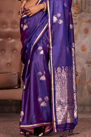 Purple  Pure Satin Weaving Silk Saree