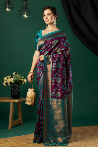 Purple Banarasi Silk Saree_Kumari Sarees