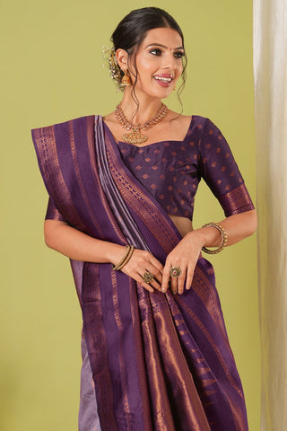 Purple Banarasi Silk Saree_Kumari Sarees