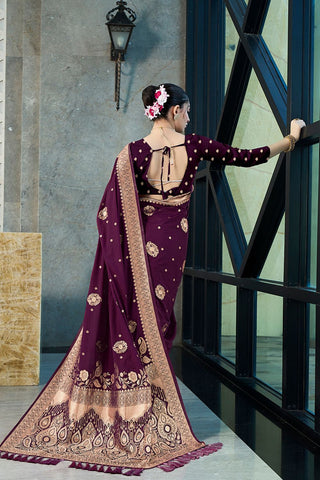 Dark Purple Crepe Georgette Saree_Kumari Sarees