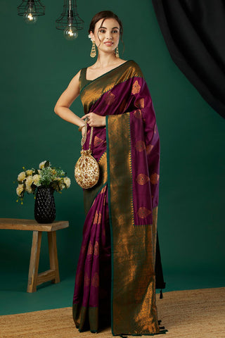 Purple Banarasi Silk Saree_Kumari Sarees