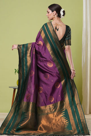 Purple Banarasi Silk Saree_Kumari Sarees