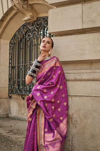 Purple Soft Silk Handloom Weaving Saree