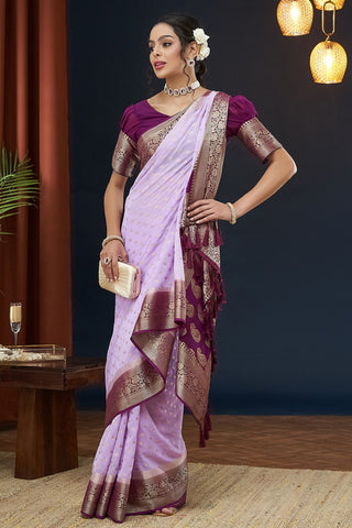 Purple Georgette Saree_Kumari Sarees