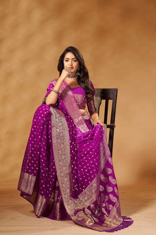 Purple Georgette Saree