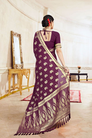 Purple Georgette Silk Saree