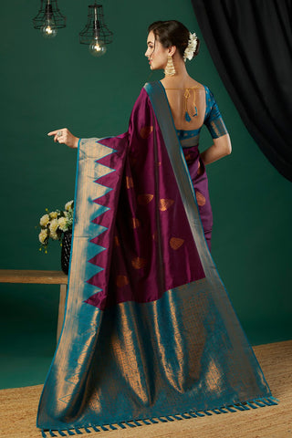 Purple Banarasi Silk Saree_Kumari Sarees