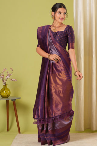 Purple Banarasi Silk Saree_Kumari Sarees