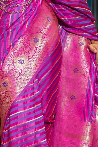 PURPLE PURE SATIN HANDLOOM WEAVING SAREE