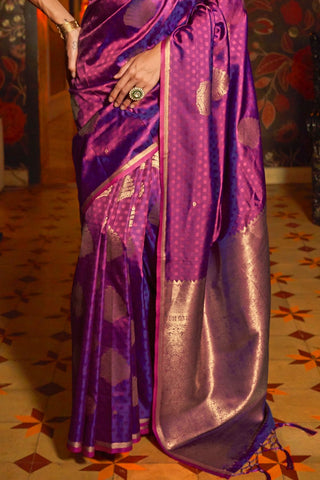 Purple Handloom Weaving Silk Saree_Kumari Sarees