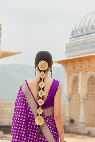 PURPLE NYLON HADNLOOM WEAVING SAREES