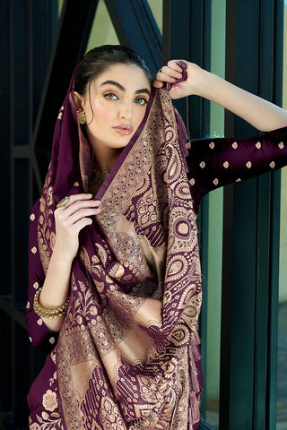Dark Purple Crepe Georgette Saree_Kumari Sarees